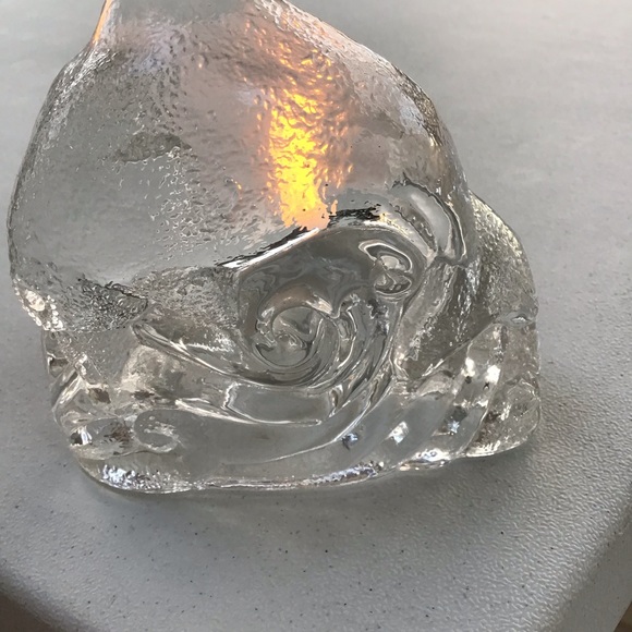 Clear Glass Dolphin Ocean Waves Tea Light Candle Figurine Statue - Picture 1 of 15